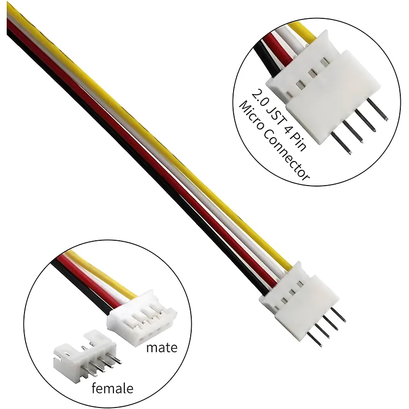 JST PH 4 Pin Male Female Connector 20cm Cable JST PH 4 Pin Male Female Connector 20cm Cable