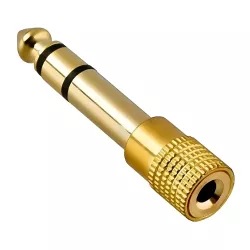 Αντάπτορας 6.35mm Σε 3.5mm Stereo Gold Metal Adapter HQ