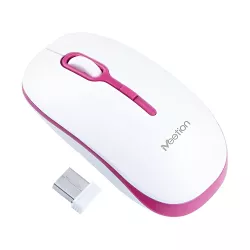 Ασύρματο Ποντίκι 2.4G Άσπρο & Ροζ 1600dpi Meetion MT-R547