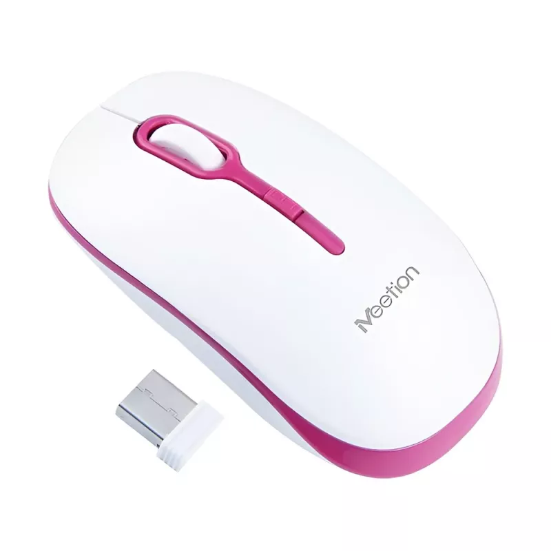 Ασύρματο Ποντίκι 2.4G Άσπρο & Ροζ 1600dpi Meetion MT-R547