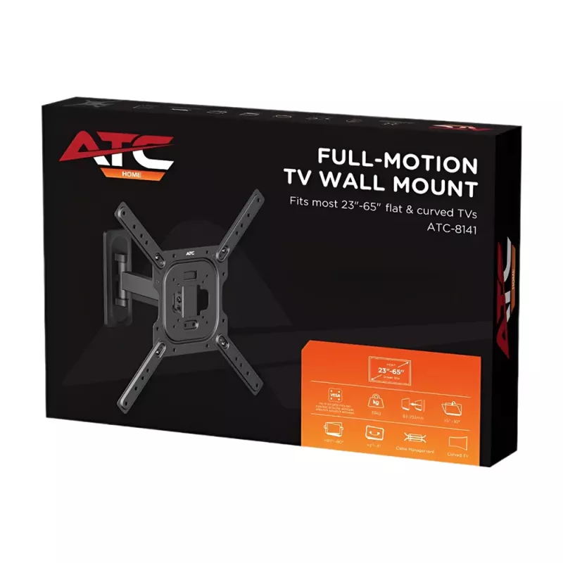 Βάση Τηλεόρασης Τοίχου 23"-65" Μαύρη ATC-8141 TV Wall Mount Full Motion