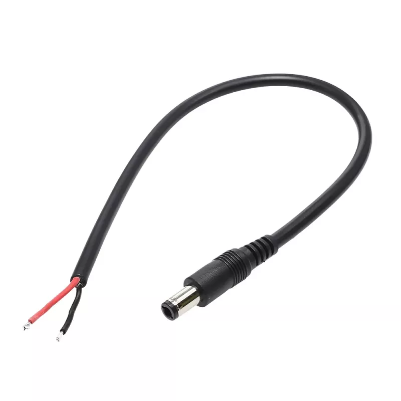 Βύσμα Τροφοδοσίας DC 5.5×2.1 mm Αρσενικό με Καλώδιο 30 cm Μαύρο