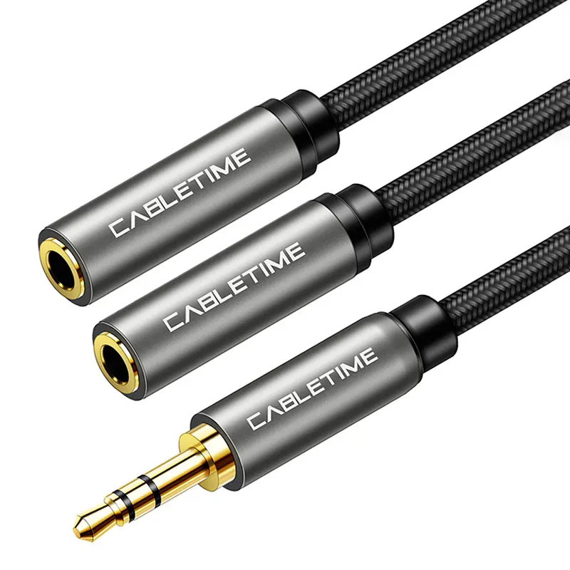 Καλώδιο Ήχου 3.5mm Σε 2x 3.5mm CT-P12G 3-Pole 20cm Μαύρο CABLETIME Καλώδιο Ήχου 3.5mm Σε 2x 3.5mm CT-P12G 3-Pole 20cm Μαύρο CABLETIME