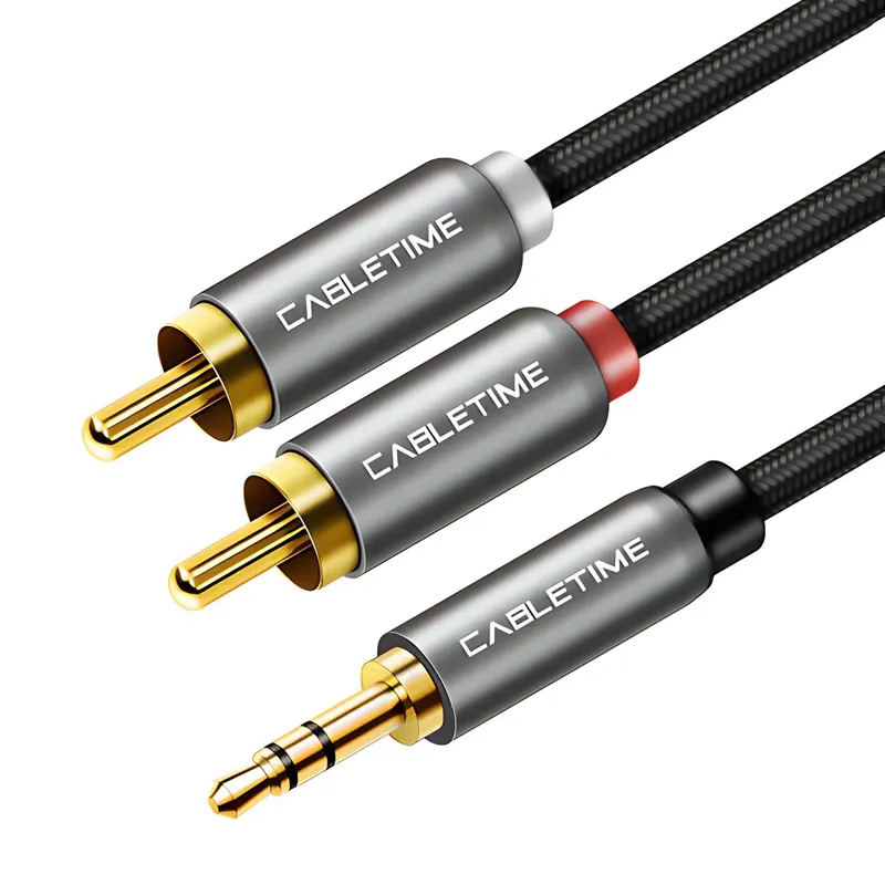 Καλώδιο Ήχου 3.5mm Σε 2x RCA CT-P12G 1.8m Μαύρο Braided CABLETIME Καλώδιο Ήχου 3.5mm Σε 2x RCA CT-P12G 1.8m Μαύρο Braided CABLETIME