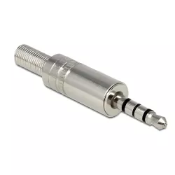 Βύσμα 3.5mm Stereo 4pin Μεταλλικό Ασημί Με Bend Protection DELOCK