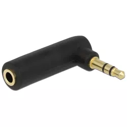 Αντάπτορας 3.5mm Αρσενικό Σε Θηλυκό Γωνιακός 90 3pin Μαύρος 65364 DELOCK