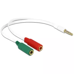 Καλώδιο 3.5mm 4pin Σε 2x 3.5mm 3pin Θηλυκό Λευκό 65447 DELOCK