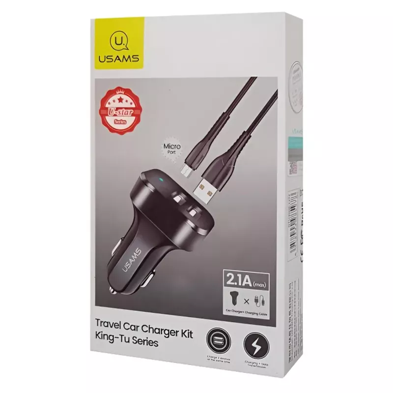 Φορτιστής Αυτοκινήτου 2xUSB 2.1A Με Καλώδιο Micro USB Car Phone Charger USAMS C13