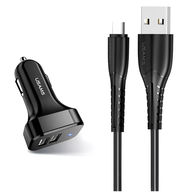 Φορτιστής Αυτοκινήτου 2xUSB 2.1A Με Καλώδιο Micro USB Car Phone Charger USAMS C13
