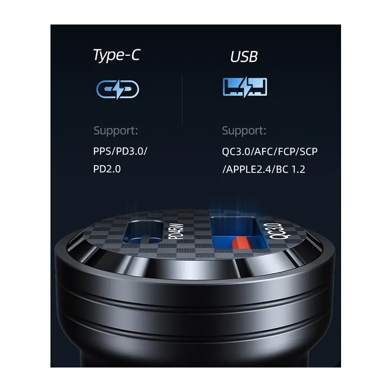 Φορτιστής Αυτοκινήτου 45W USB-C & USB-A Διαφανής USAMS US-CC175 Φορτιστής Αυτοκινήτου 45W USB-C & USB-A Διαφανής USAMS US-CC175