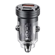 Φορτιστής Αυτοκινήτου 45W USB-C USB-A Διαφανής Car Phone Charger USAMS US-CC175