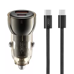 Φορτιστής Αυτοκινήτου Διαφανής Καφέ USB-C Και USB-A 60W XO CC60
