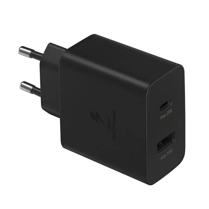 Φορτιστής Τοίχου Black USB-A USB-C 35W Samsung EP-TA220NBEGEU