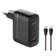 Φορτιστής Τοίχου Μαύρος 65W 2x USB-C & USB-A PD GaN LDNIO Q366 Φορτιστής Τοίχου Μαύρος 65W 2x USB-C & USB-A PD GaN LDNIO Q366
