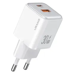Φορτιστής Τοίχου Λευκός 30W USB-C & USB-A με PD/QC USAMS CC189 Φορτιστής Τοίχου Λευκός 30W USB-C & USB-A με PD/QC USAMS CC189