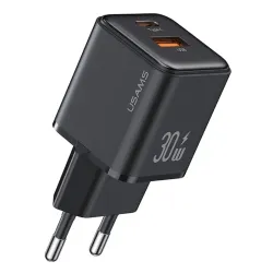 Φορτιστής Τοίχου Μαύρος 30W USB-C & USB-A με PD/QC USAMS CC189 Φορτιστής Τοίχου Μαύρος 30W USB-C & USB-A με PD/QC USAMS CC189