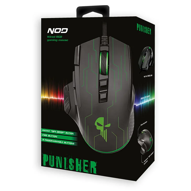 Gaming Ποντίκι RGB 3200 DPI Ενσύρματο Μαύρο Με 9 Πλήκτρα NOD Punisher Gaming Ποντίκι RGB 3200 DPI Ενσύρματο Μαύρο Με 9 Πλήκτρα NOD Punisher