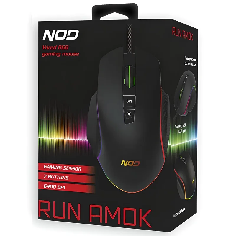 Gaming Ποντίκι RGB 6400 DPI Ενσύρματο Μαύρο NOD Run Amok Gaming Ποντίκι RGB 6400 DPI Ενσύρματο Μαύρο NOD Run Amok