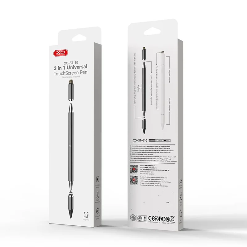 Γραφίδα 3 σε 1 Για Οθόνες Αφής Με Μαγνητική Επιφάνεια Λευκή XO ST-10