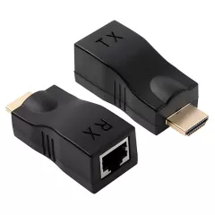 HDMI Extender Adapter Αρσενικό Σε RJ-45 Θηλυκό Μαύρο Έως 30m