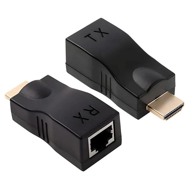 HDMI Extender Adapter Αρσενικό Σε RJ-45 Θηλυκό Μαύρος Έως 30m HDMI Extender Adapter Αρσενικό Σε RJ-45 Θηλυκό Μαύρος Έως 30m