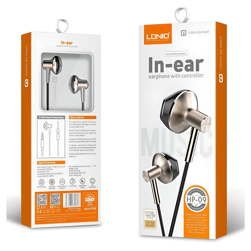 Handsfree Ακουστικά 3.5mm In-Ear Με Μικρόφωνο Ροζ-Χρυσό LDNIO HP09 Handsfree Ακουστικά 3.5mm In-Ear Με Μικρόφωνο Ροζ-Χρυσό LDNIO HP09