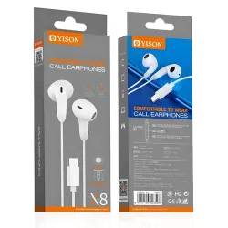 Handsfree Ακουστικά USB-C In-Ear Με Μικρόφωνο Λευκά YISON X8