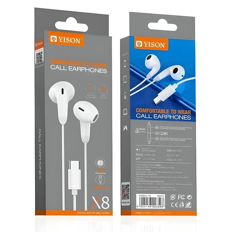 Handsfree Ακουστικά USB-C In-Ear Με Μικρόφωνο Λευκά YISON X8 Handsfree Ακουστικά USB-C In-Ear Με Μικρόφωνο Λευκά YISON X8