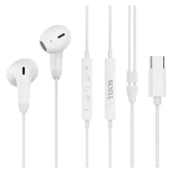 Handsfree Ακουστικά USB-C In-Ear Με Μικρόφωνο Λευκά YISON X8