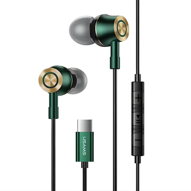 Handsfree Ακουστικά USB-C In-Ear Με Μικρόφωνο Πράσινα USAMS US-SJ482 Handsfree Ακουστικά USB-C In-Ear Με Μικρόφωνο Πράσινα USAMS US-SJ482