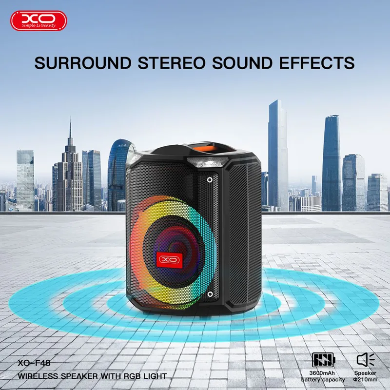 Ηχείο Karaoke Bluetooth 40W Μαύρο 8" RGB Φωτισμός Και Τηλεχειριστήριο Wireless Speaker XO F48
