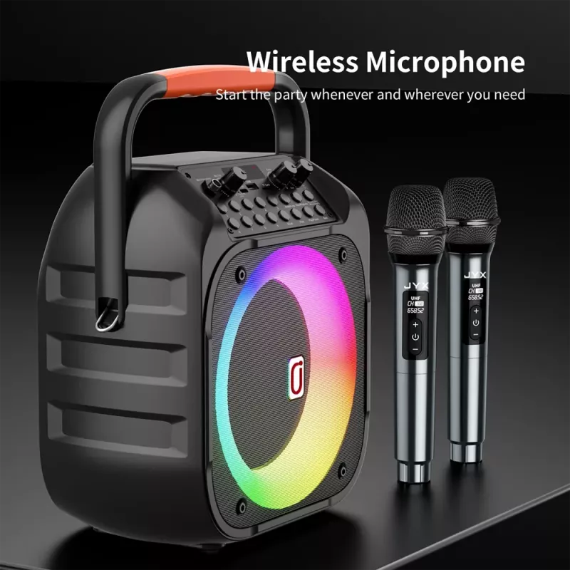 Ηχείο Karaoke Bluetooth με 2 Ασύρματα Μικρόφωνα 20W LED Μαύρο JYX T26-T