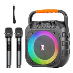 Ηχείο Karaoke Bluetooth με 2 Ασύρματα Μικρόφωνα 20W LED Μαύρο JYX T26-T