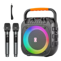 Ηχείο Karaoke Bluetooth με 2 Ασύρματα Μικρόφωνα 20W LED Μαύρο JYX T26-T