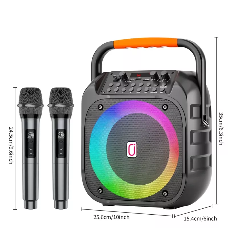 Ηχείο Karaoke Bluetooth με 2 Ασύρματα Μικρόφωνα 20W LED Μαύρο JYX T26-T