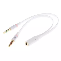 Καλώδιο 2 x 3.5mm Σε 3.5mm Θηλυκό Λευκό 0.2m Powertech CAB-J048