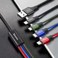 Καλώδιο Φόρτισης 3 Σε 1 USB To 2x Lightning / Type-C / micro USB Cable 3.5A 1.2m Baseus CA1T4-A01
