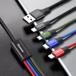 Καλώδιο Φόρτισης 3 Σε 1 USB To 2x Lightning / Type-C / micro USB Cable 3.5A 1.2m Baseus CA1T4-A01