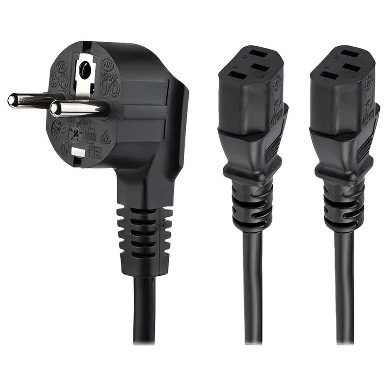 Καλώδιο Τροφοδοσίας Schuko Σε 2x IEC C13 Προέκταση Μαύρο 1.5m Powertech CAB-P009