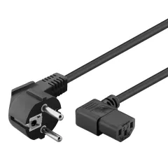 Καλώδιο Τροφοδοσίας Schuko Σε IEC C13 Γωνιακό 90° Μαύρο 1.5m Powertech CAB-P015