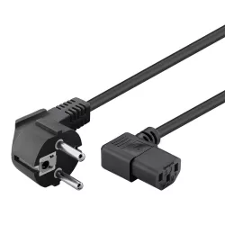 Καλώδιο Τροφοδοσίας Schuko Σε IEC C13 Γωνιακό 90° Μαύρο 1.5m Powertech CAB-P015
