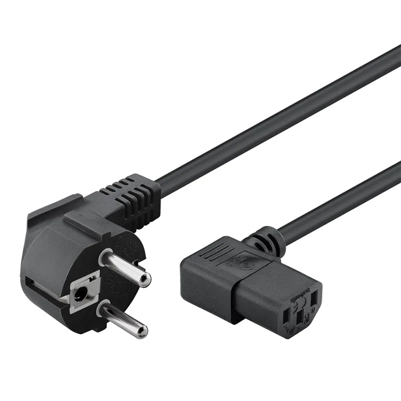 Καλώδιο Τροφοδοσίας Schuko Σε IEC C13 Γωνιακό 90° Μαύρο 1.5m Powertech CAB-P015