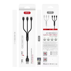 Καλώδιο USB-A Φόρτισης 3 σε 1 2.1A 1m Μαύρο XO NB103