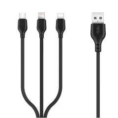 Καλώδιο USB-A Φόρτισης 3 σε 1 2.1A 1m Μαύρο XO NB103