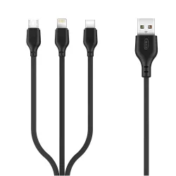 Καλώδιο USB-A Φόρτισης 3 σε 1 2.1A 1m Μαύρο XO NB103