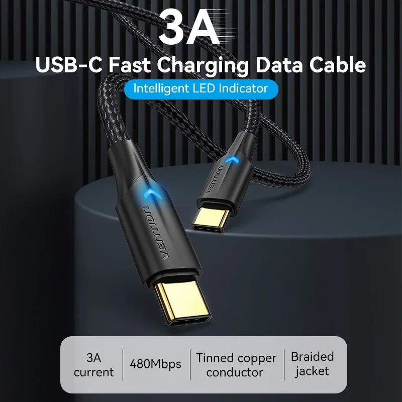 Καλώδιο USB-C Σε USB-C 1m Braided Μαύρο Vention TAUBF Καλώδιο USB-C Σε USB-C 1m Braided Μαύρο Vention TAUBF