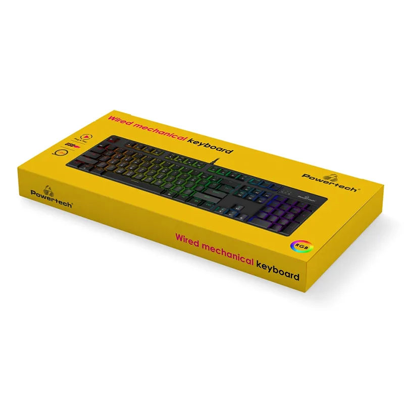 Πληκτρολόγιο Gaming Μηχανικό Ενσύρματο RGB Μαύρο Powertech PT-1254