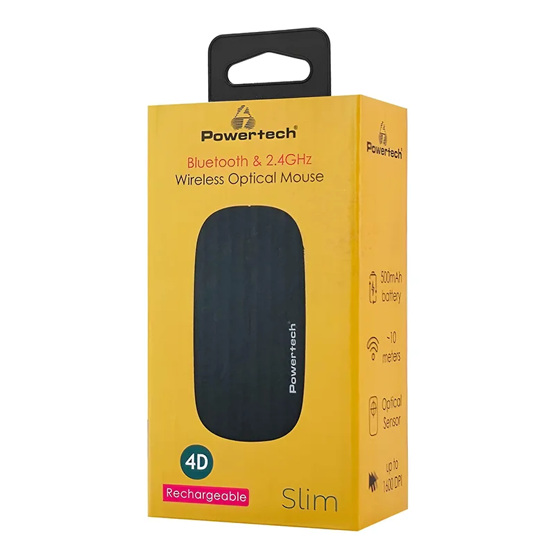 Ποντίκι Ασύρματο Οπτικό 2.4GHz & Bluetooth 1600DPI Μαύρο Powertech PT-1381