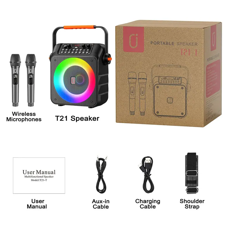 Σύστημα Karaoke 2 Ασύρματα Μικρόφωνα & LED 18Watt JYX T21-T Σύστημα Karaoke 2 Ασύρματα Μικρόφωνα & LED 18Watt JYX T21-T