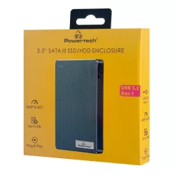 Θήκη Δίσκου 2.5" SATA HDD/SSD USB 3.2 5Gbps Μαύρη Powertech PT-1231